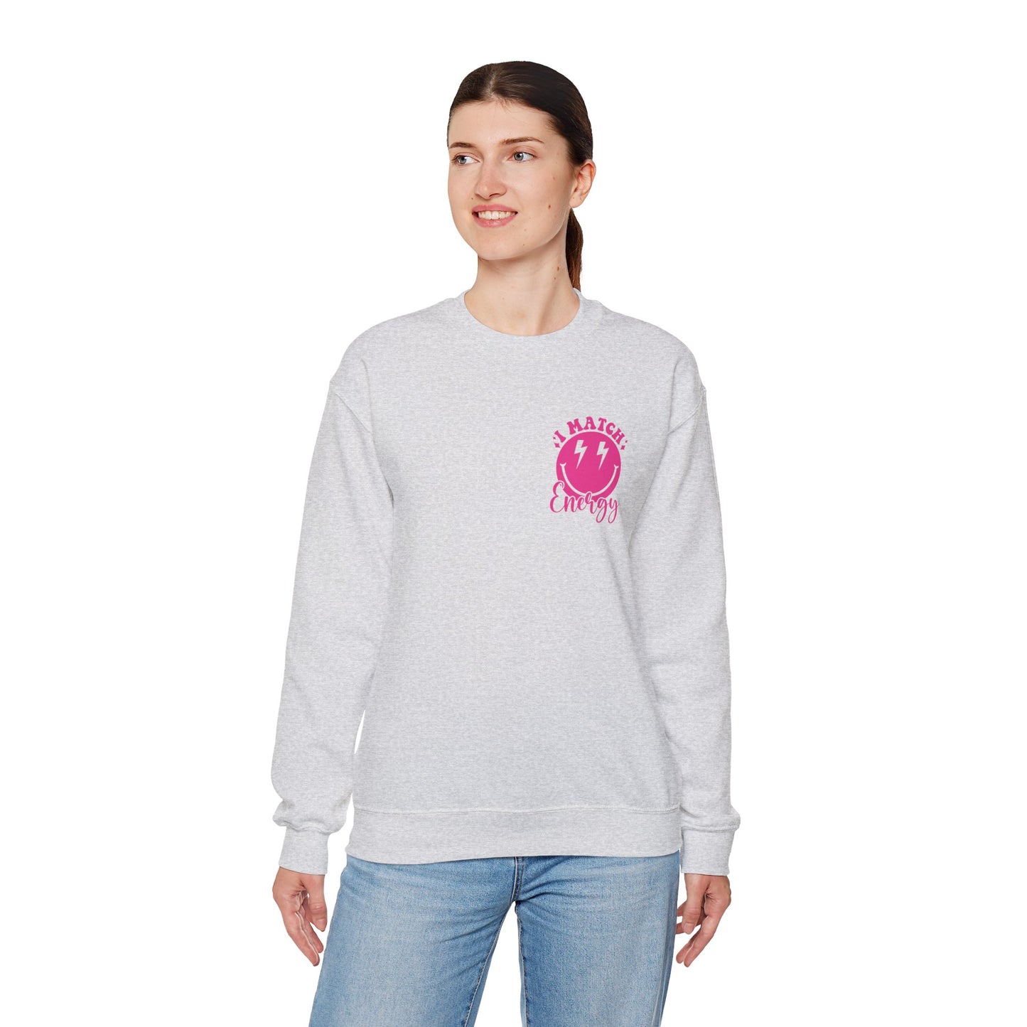 I match Energy Heavy Blend™ Crewneck Sweatshirt Front and Back