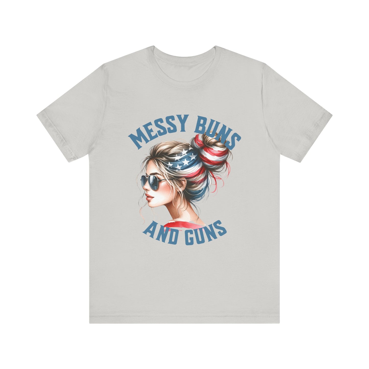 Messy Buns and Guns Jersey Short Sleeve Tee