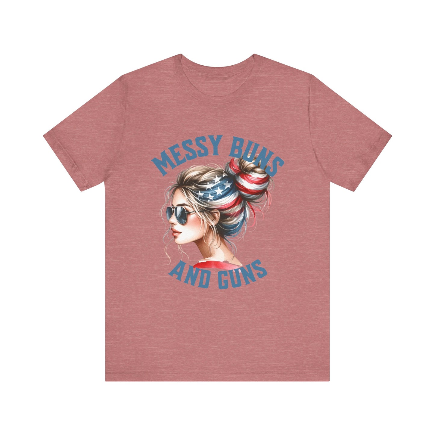 Messy Buns and Guns Jersey Short Sleeve Tee