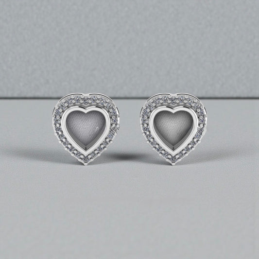 Heart Accent Sterling Silver Earrings.