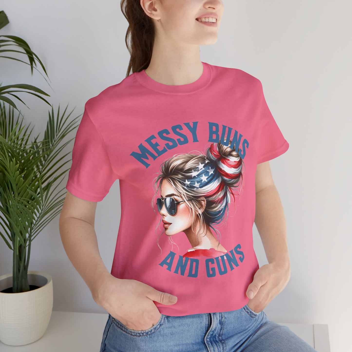 Messy Buns and Guns Jersey Short Sleeve Tee