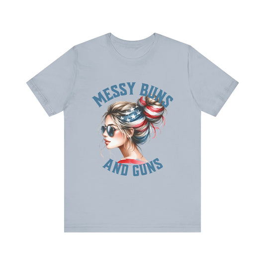 Messy Buns and Guns Jersey Short Sleeve Tee