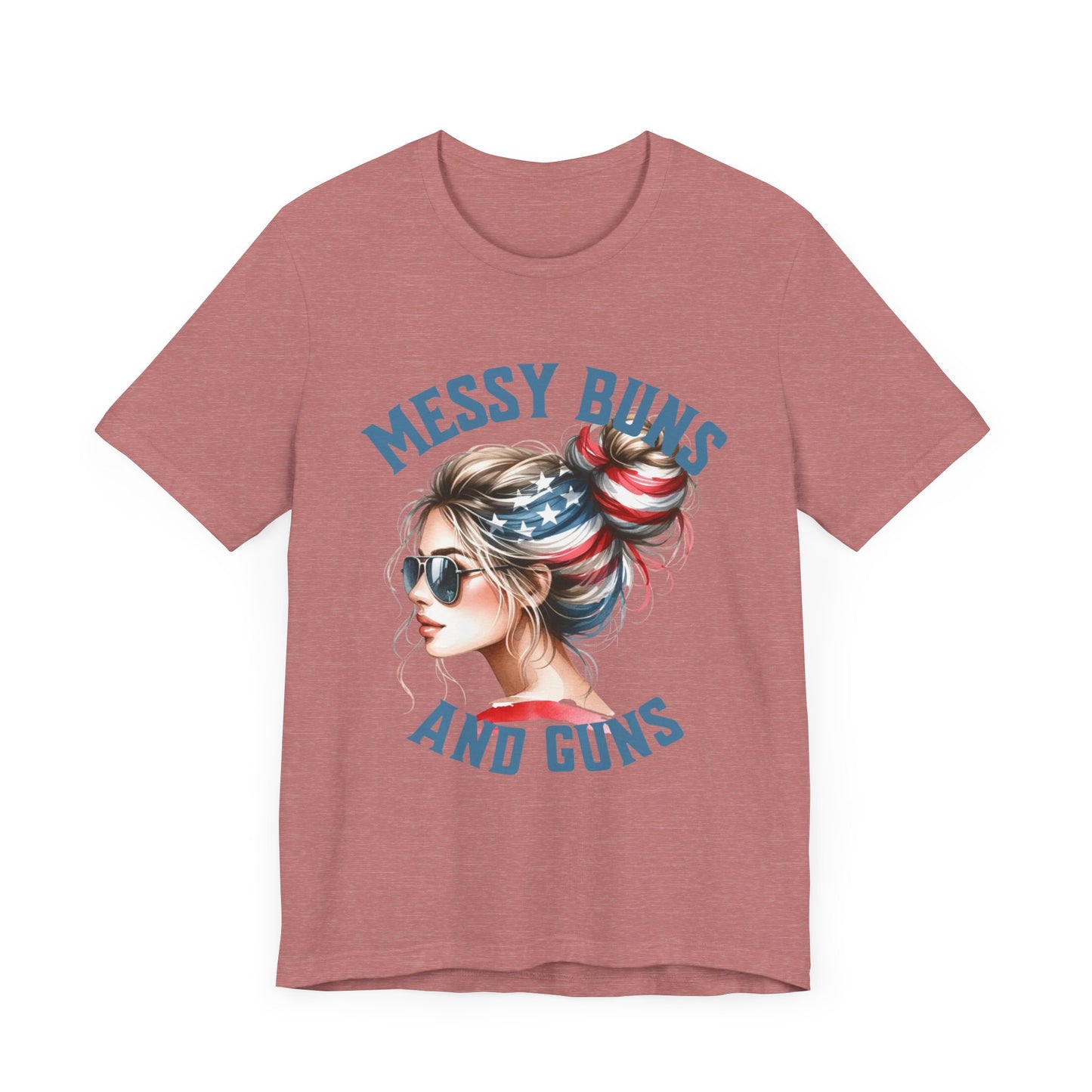 Messy Buns and Guns Jersey Short Sleeve Tee