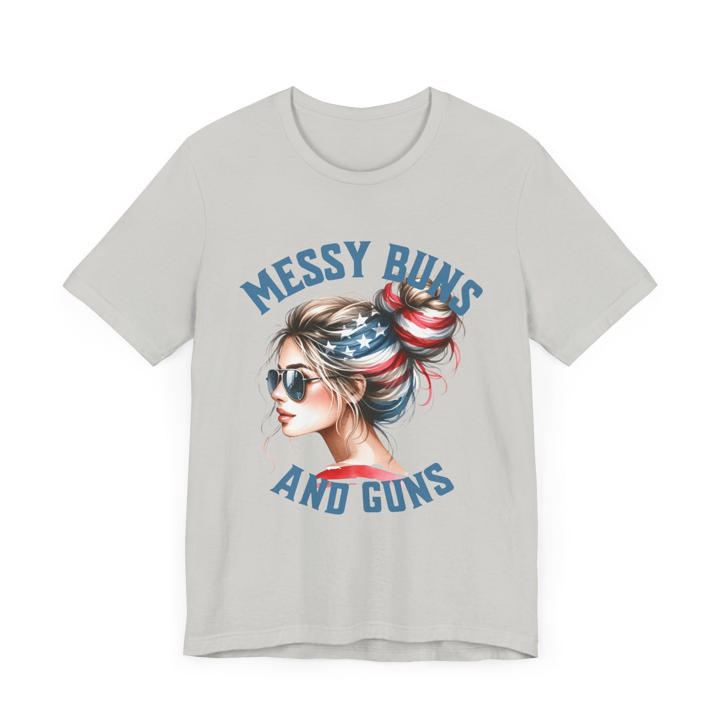 Messy Buns and Guns Jersey Short Sleeve Tee