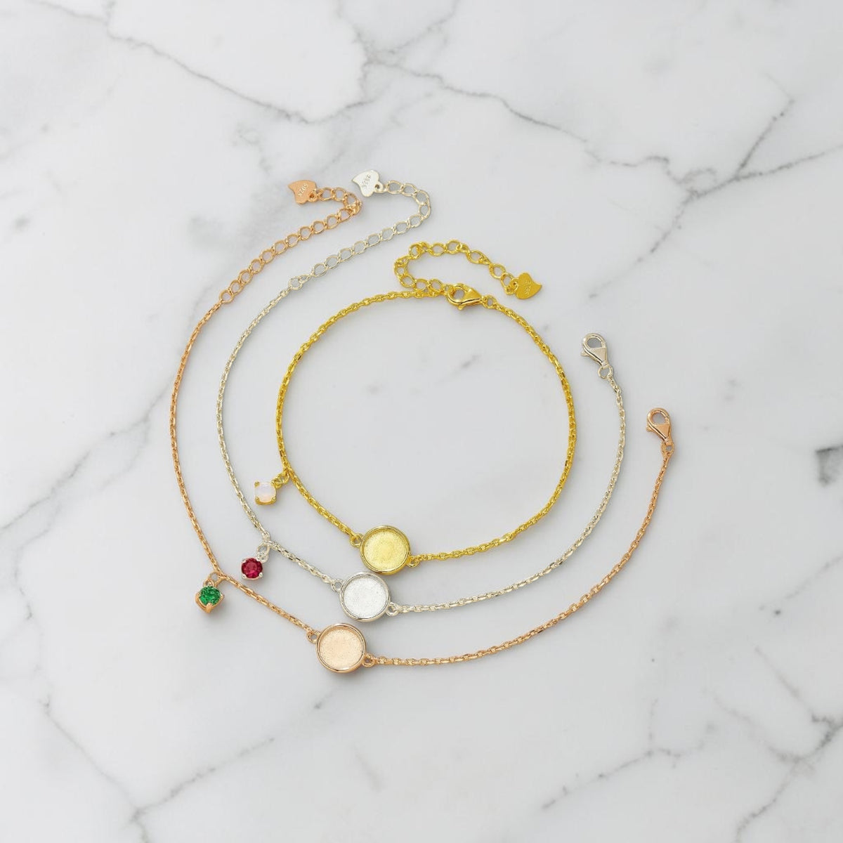 Simple Circle Birthstone  Bracelet