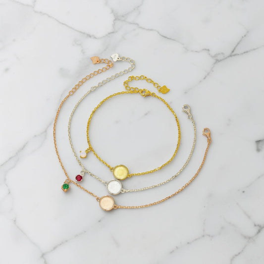 Simple Circle Birthstone Bracelet – cremation and breastmilk keepsake bracelet