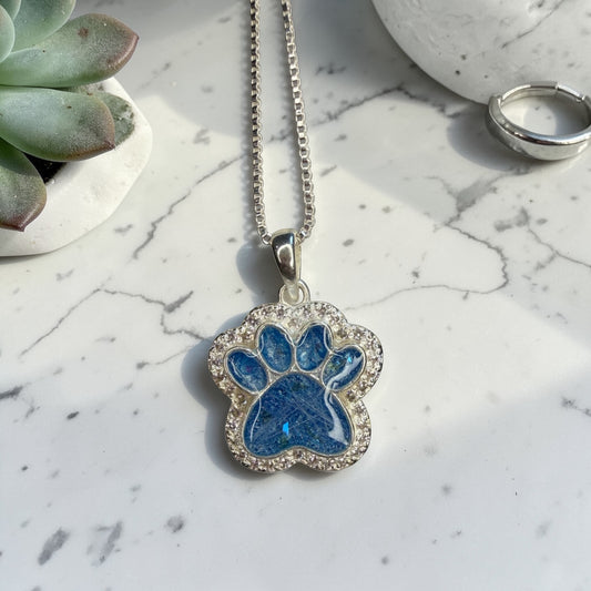 Pet Diamond Paw Print Necklace