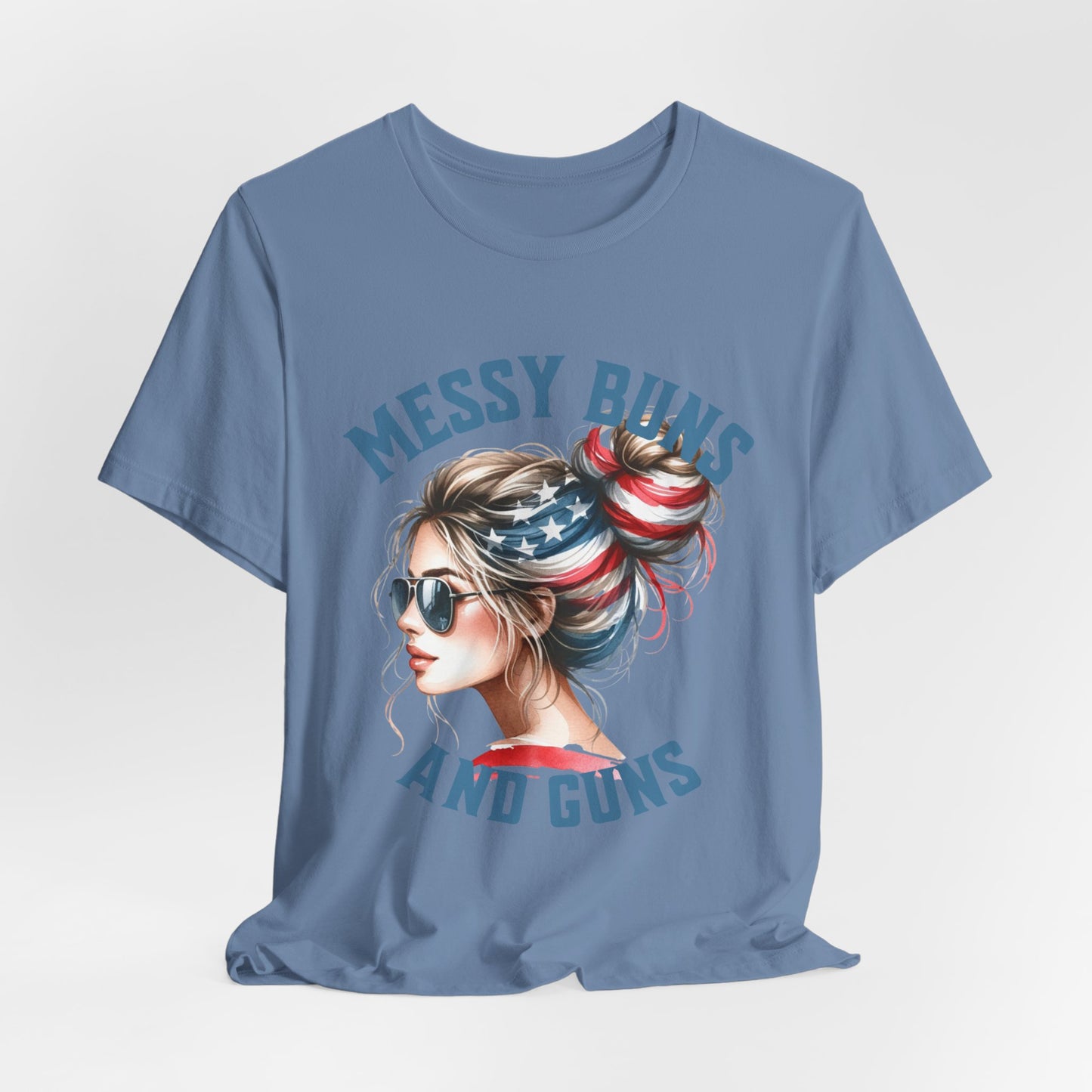 Messy Buns and Guns Jersey Short Sleeve Tee