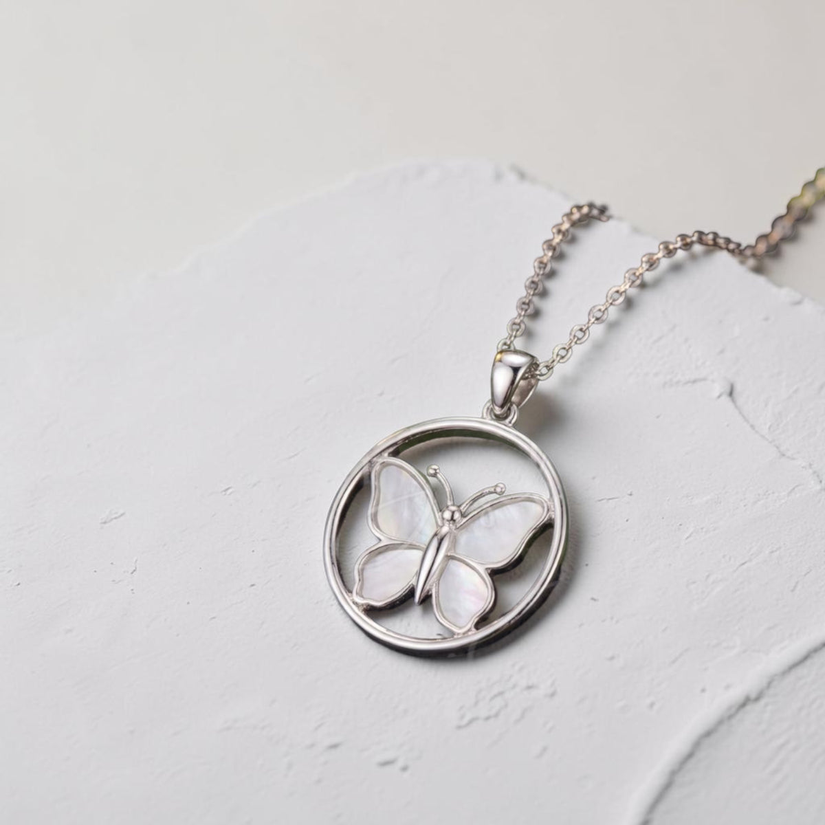 Butterfly Open Wing Sterling Silver Necklace