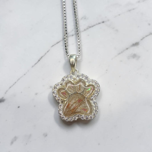 Pet Diamond Paw Print Necklace