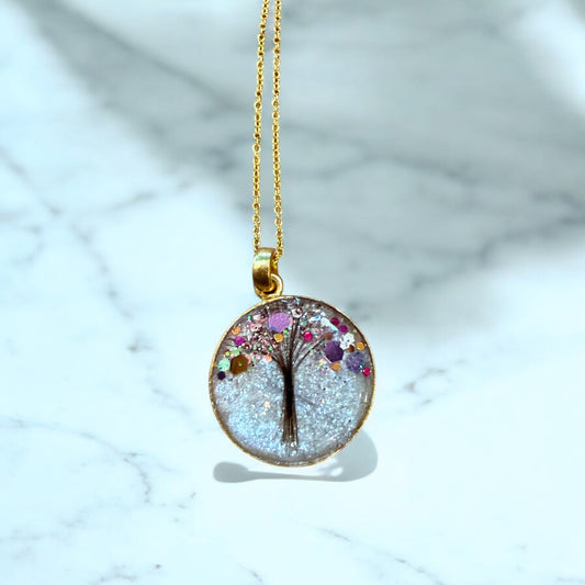 Tree of Life Glitter Sterling Silver Necklace