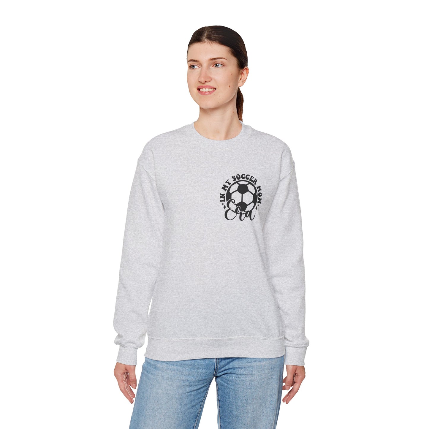 In My Soccer Mom Era Heavy Blend™ Crewneck Sweatshirt Front and Back