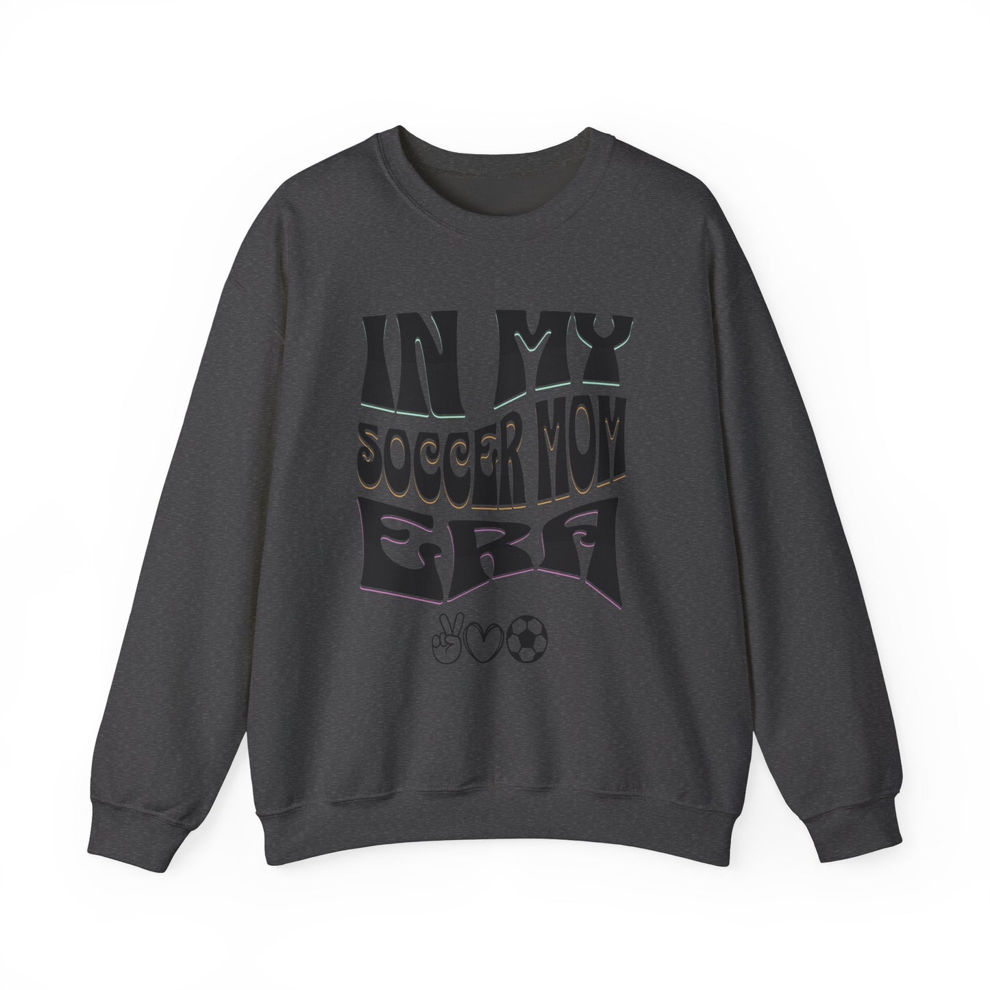 In My Soccer Mom Era Heavy Blend™ Crewneck Sweatshirt Front and Back