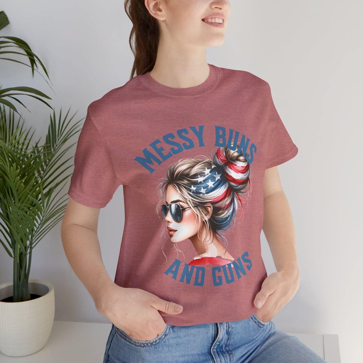 Messy Buns and Guns Jersey Short Sleeve Tee