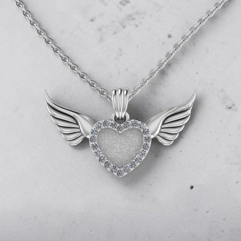 Angel Wings Heart Sterling Silver Necklace