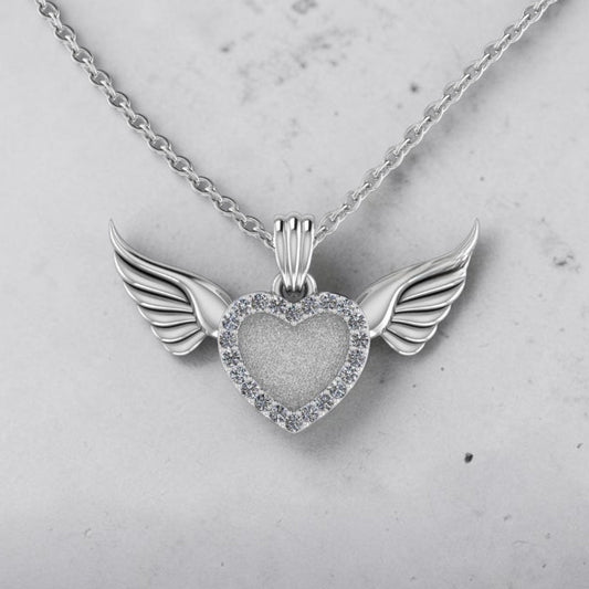 Angel Wings Heart Sterling Silver Necklace