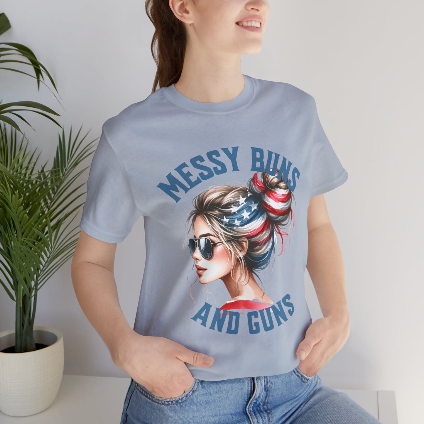 Messy Buns and Guns Jersey Short Sleeve Tee