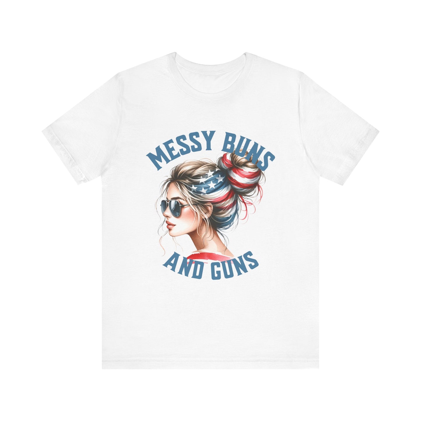 Messy Buns and Guns Jersey Short Sleeve Tee