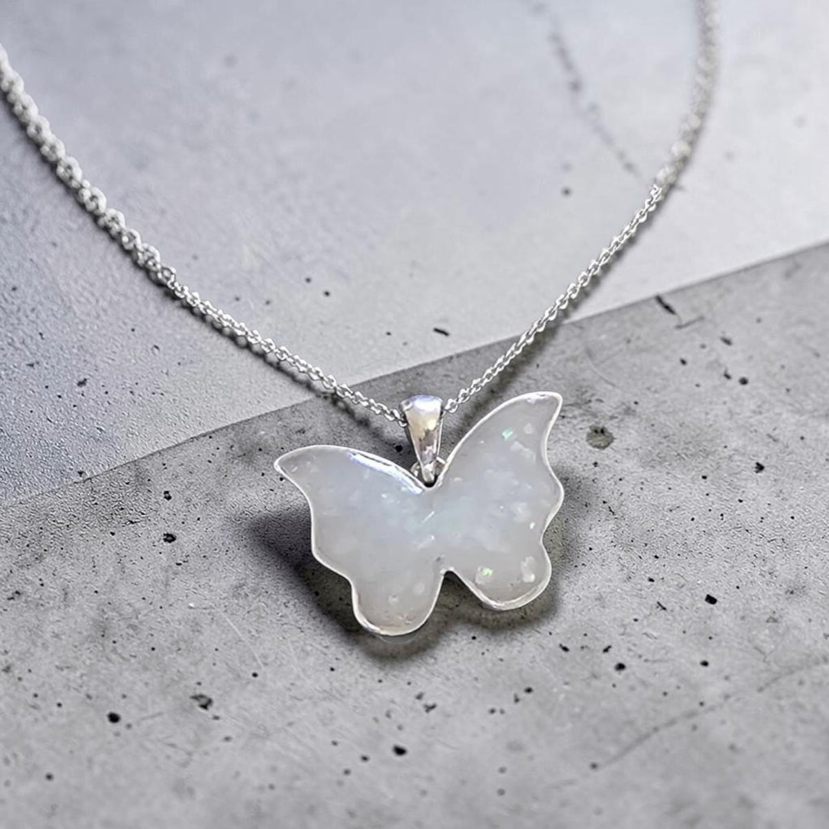 Butterfly Open Wing Sterling Silver Necklace
