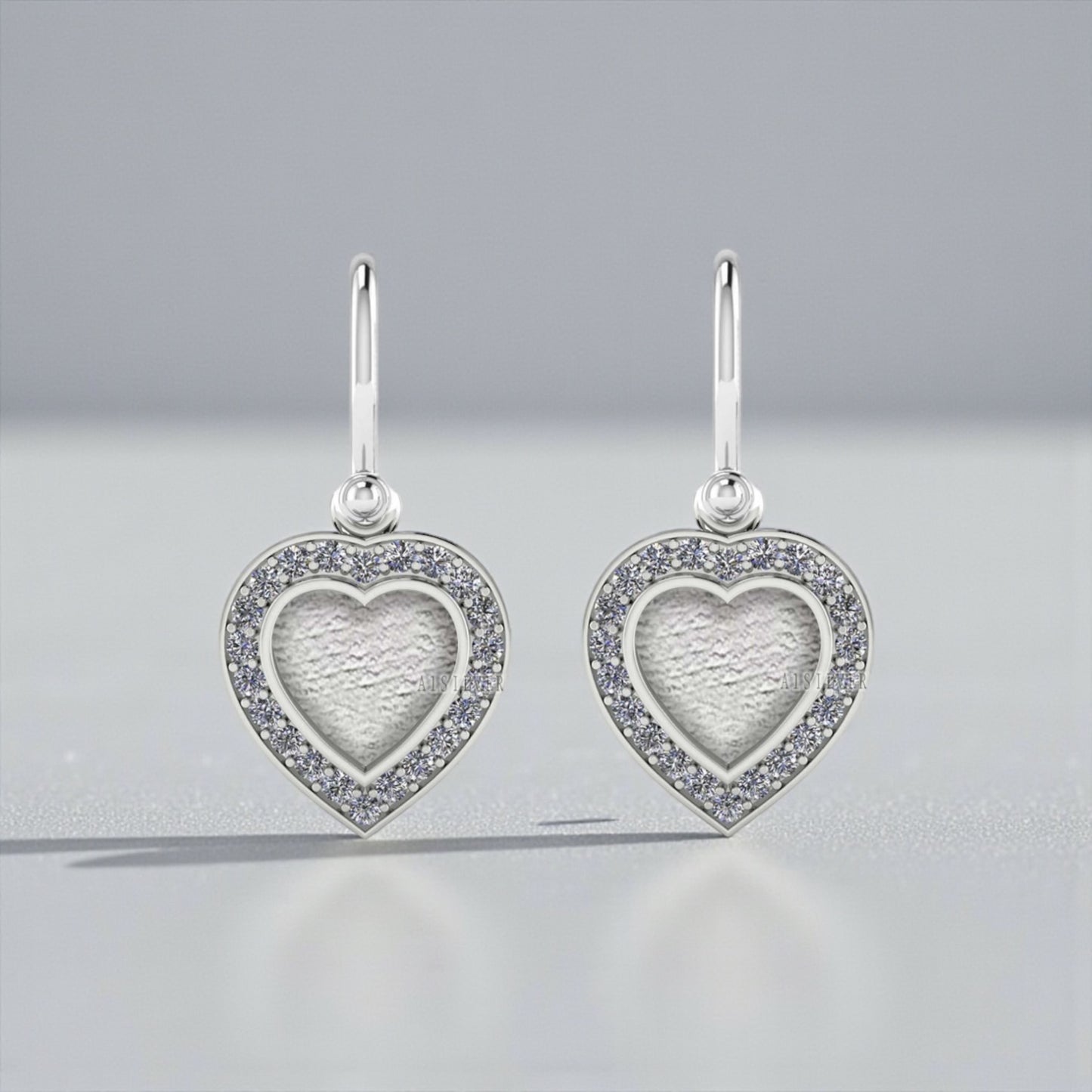 Dangle Heart Accent Sterling Silver Earrings