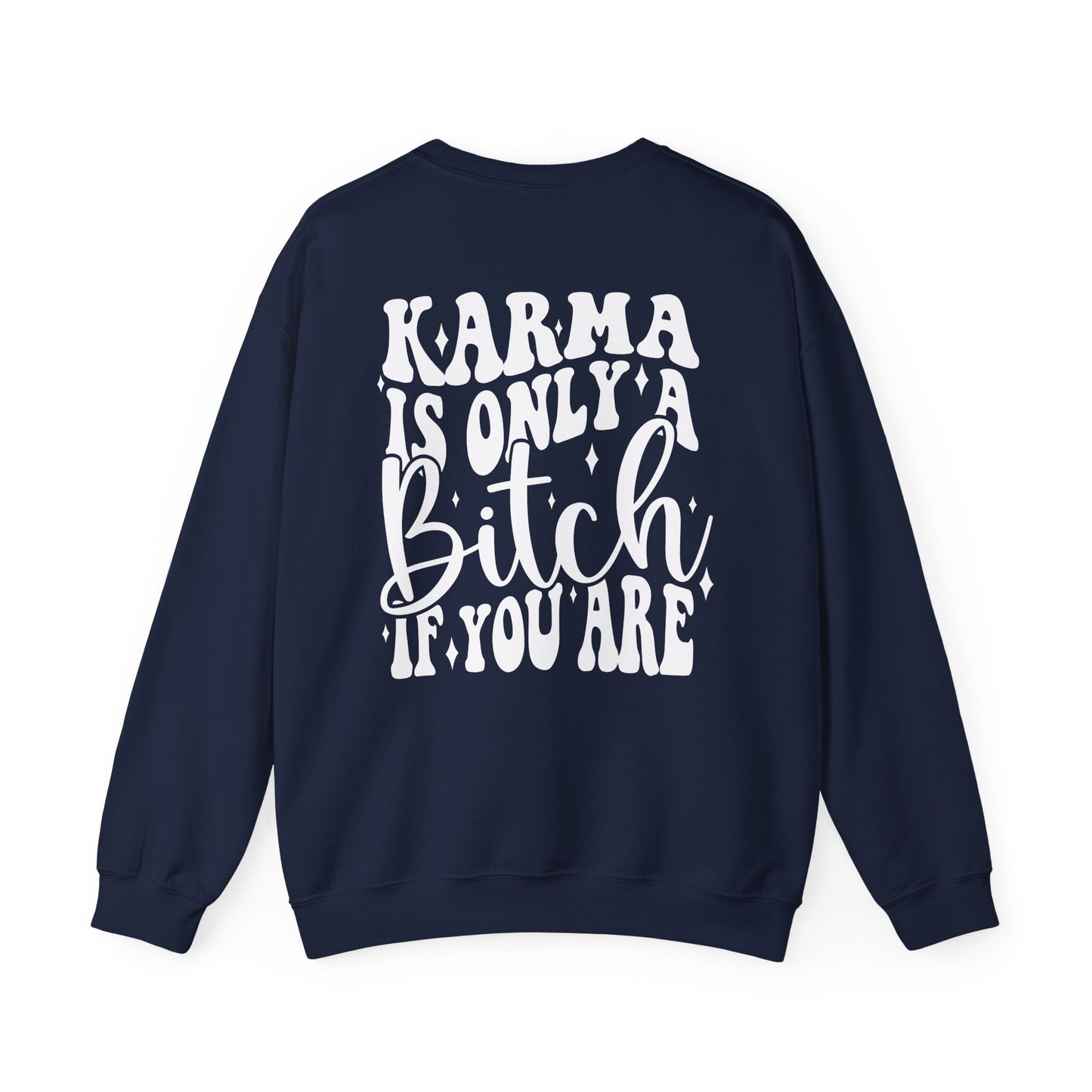 Karma Heavy Blend™ Crewneck Sweatshirt Front and Back