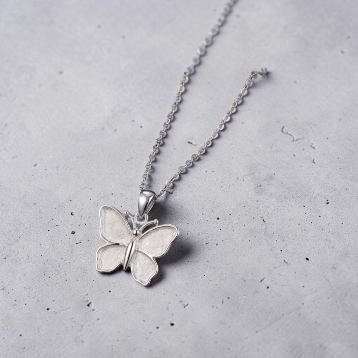 Butterfly Open Wing Sterling Silver Necklace