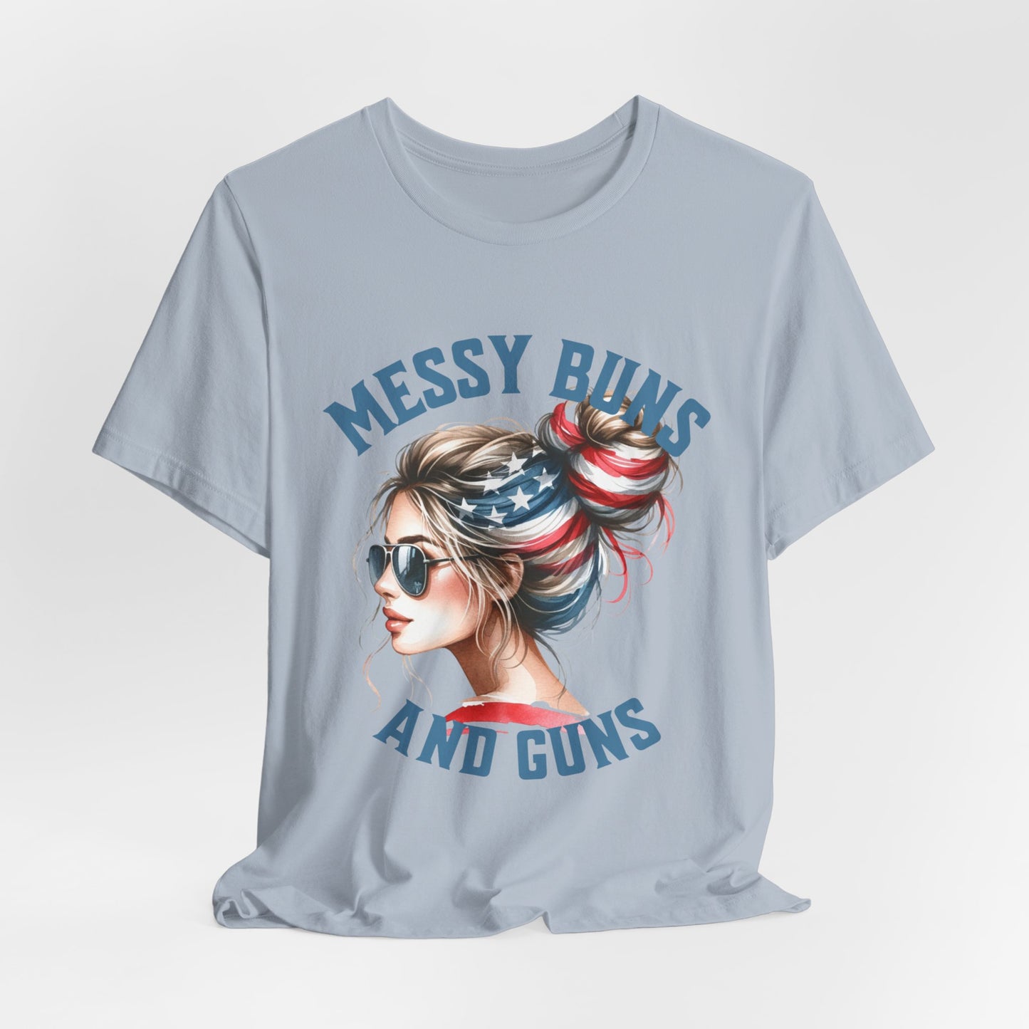 Messy Buns and Guns Jersey Short Sleeve Tee