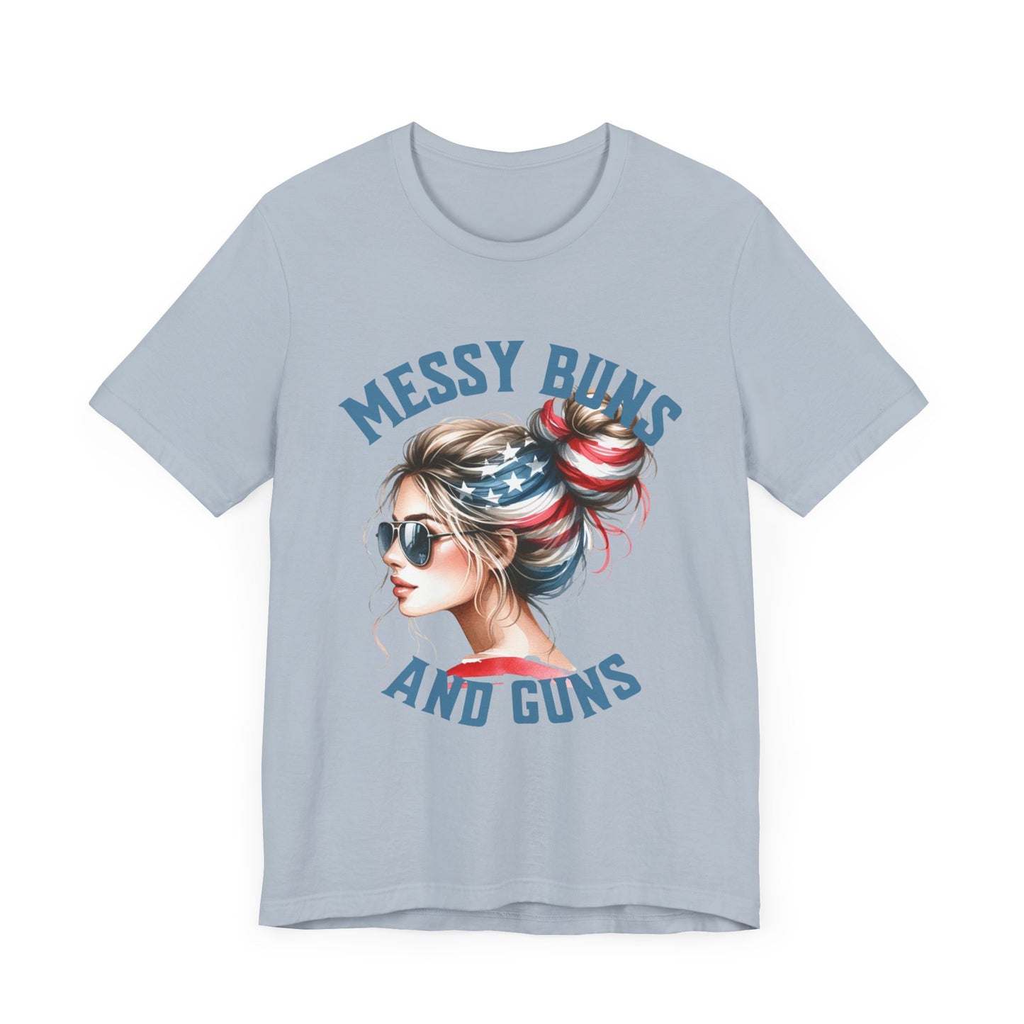 Messy Buns and Guns Jersey Short Sleeve Tee