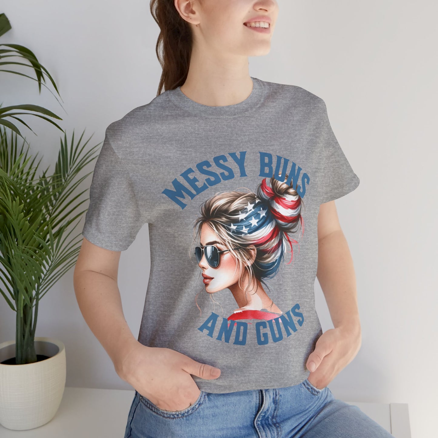 Messy Buns and Guns Jersey Short Sleeve Tee