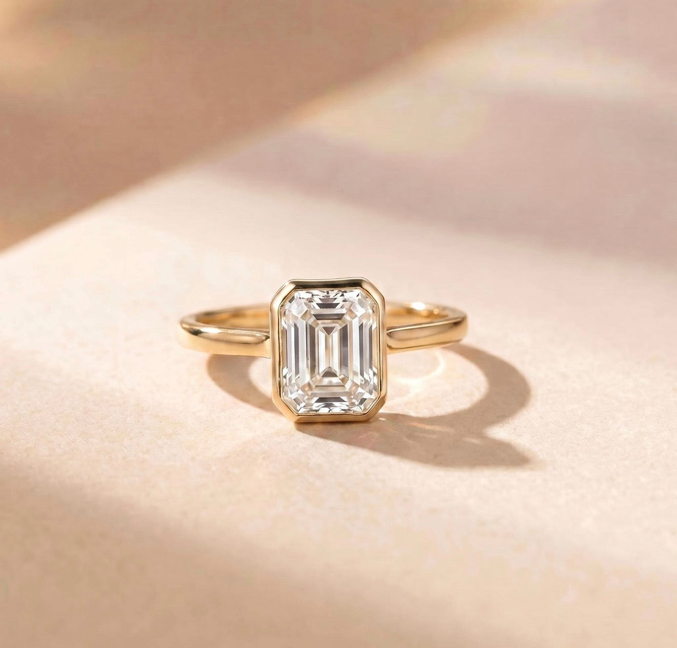 Simple Emerald Cut Hidden Memory Ring