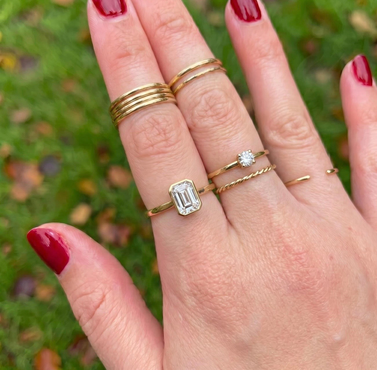 Simple Emerald Cut Hidden Memory Ring