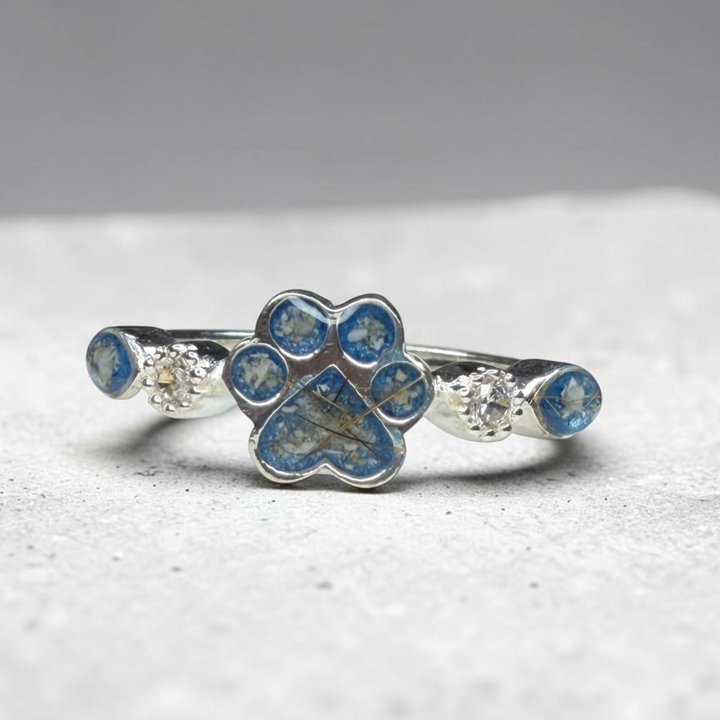 Pet Accent Paw Print Sterling Silver Ring