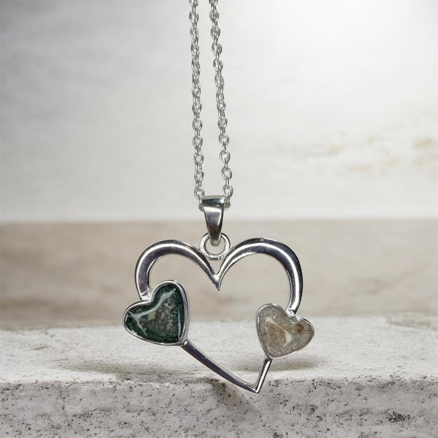 Gia Double Heart Sterling Silver Necklace