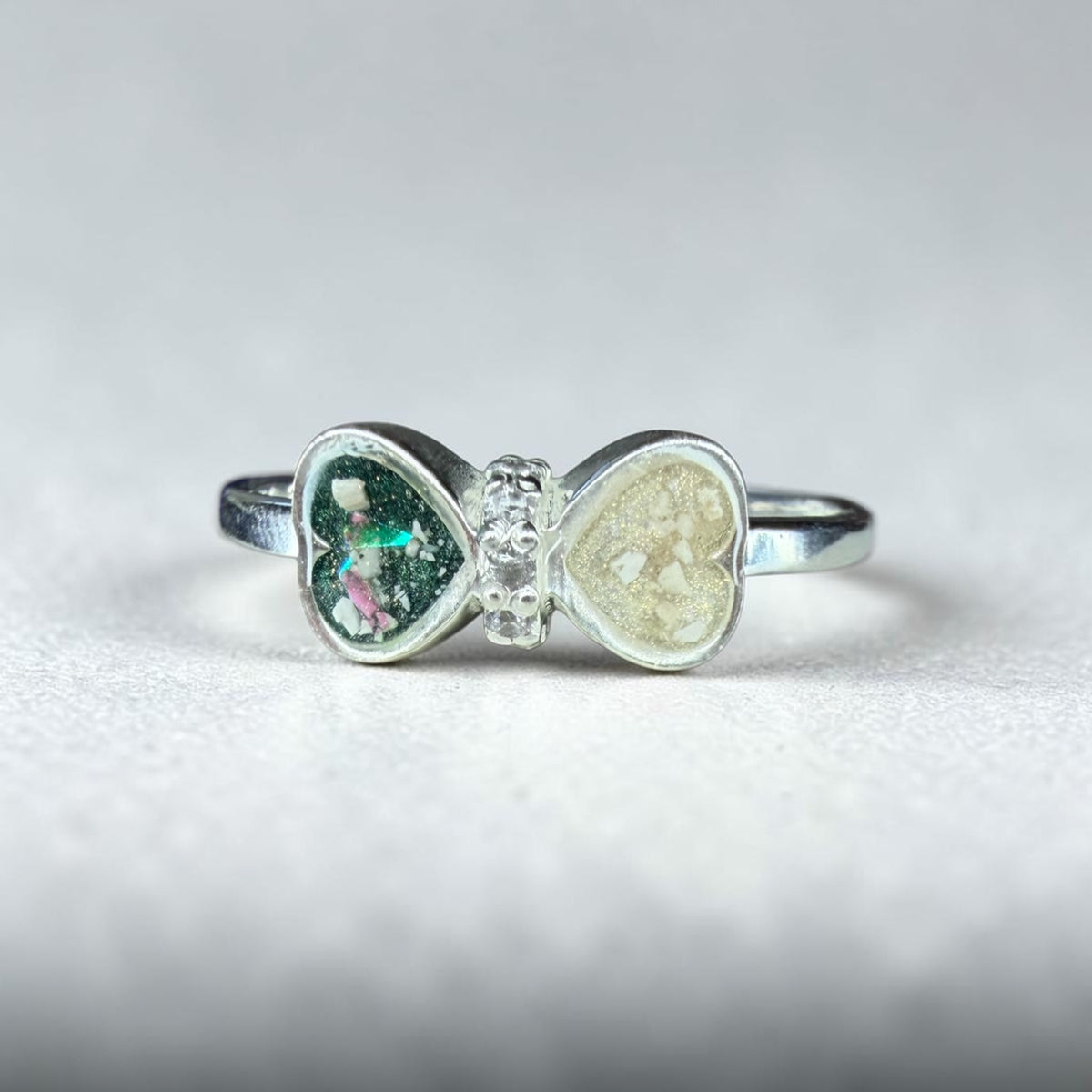 Heart Butterfly Silver Ring