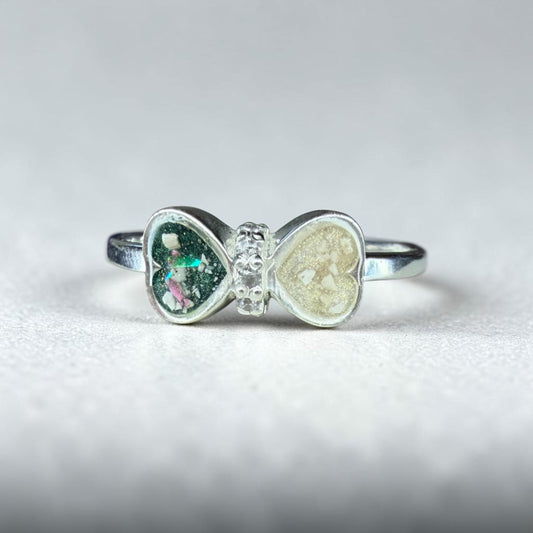 Heart Butterfly Silver Ring – cremation and breastmilk keepsake ring
