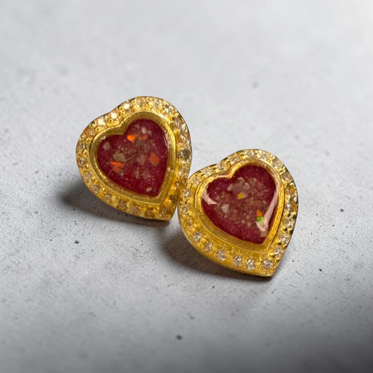 Heart Accent Sterling Silver Earrings.