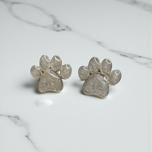 Paw Print Sterling Silver Earrings.