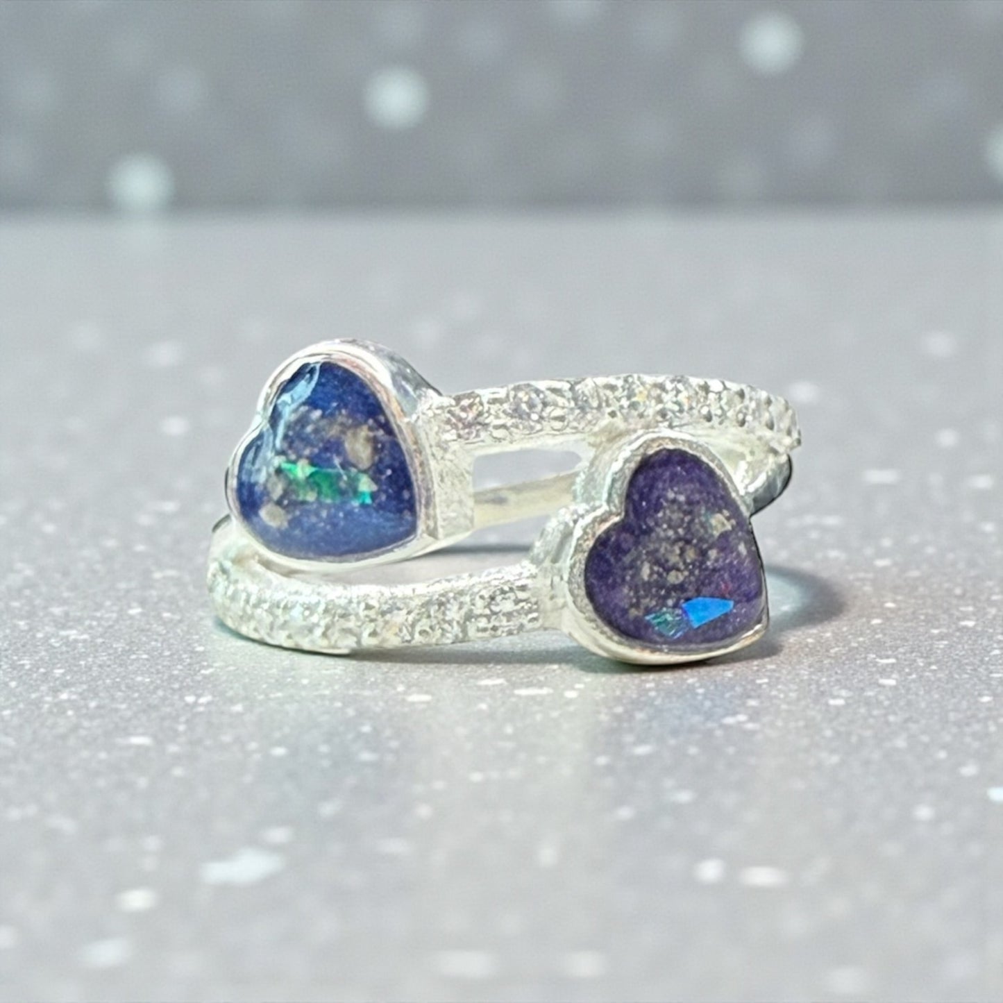 Hazel Double Sparkling Heart Sterling Silver Ring