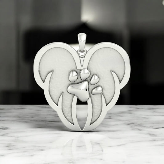 Angel Wing Paw Print Sterling Silver Necklace