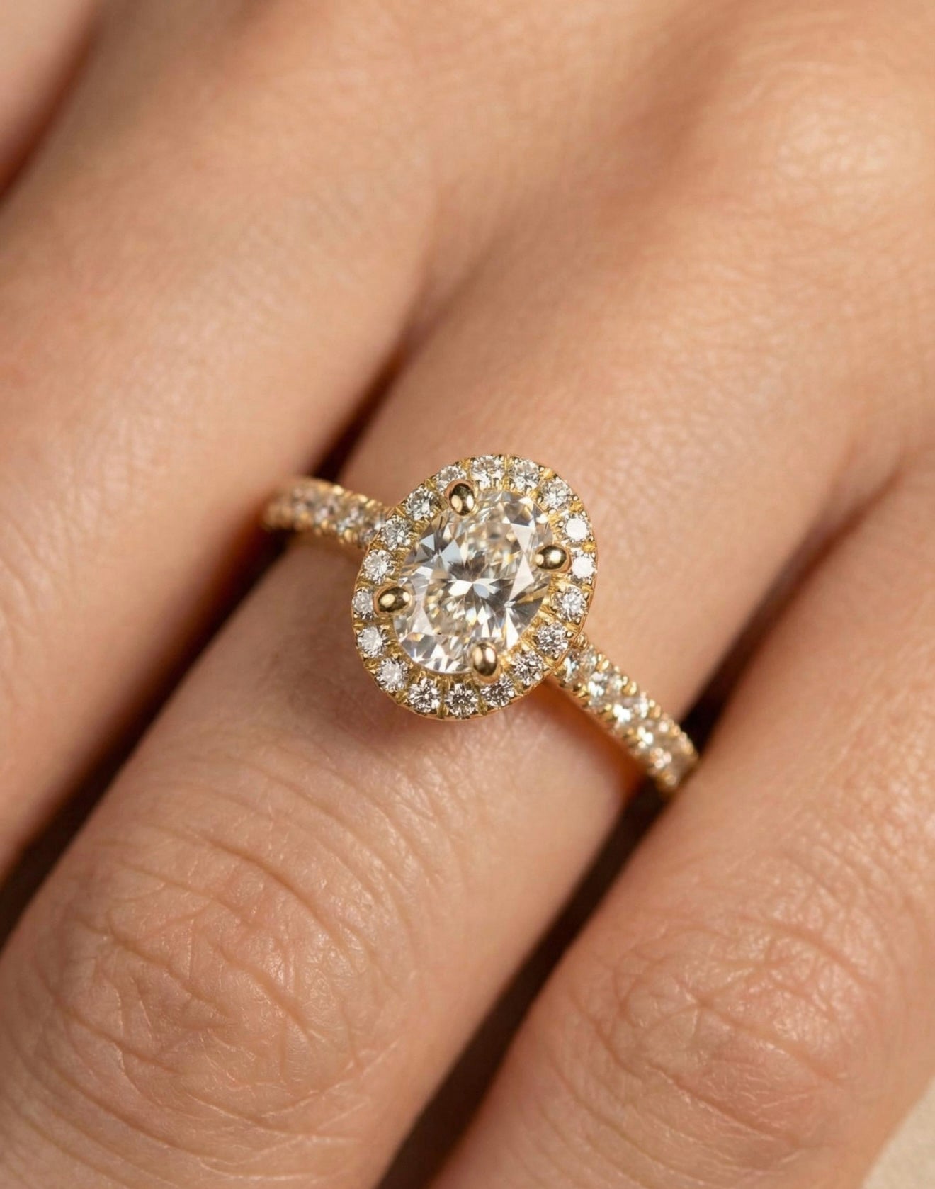 Oval Halo Behind the Stone Ring