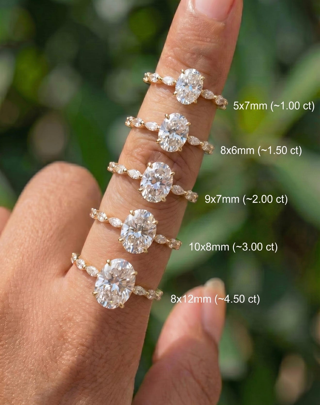 Oval Hidden Halo Behind the Stone Ring