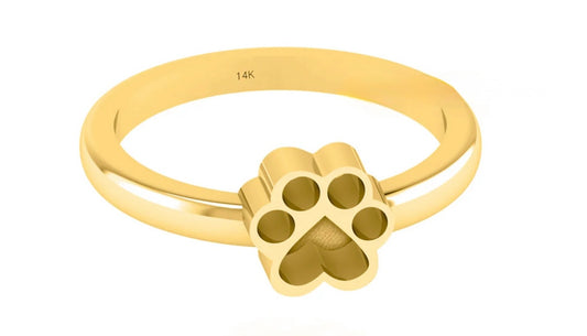 Single Paw Print 14K Gold Ring
