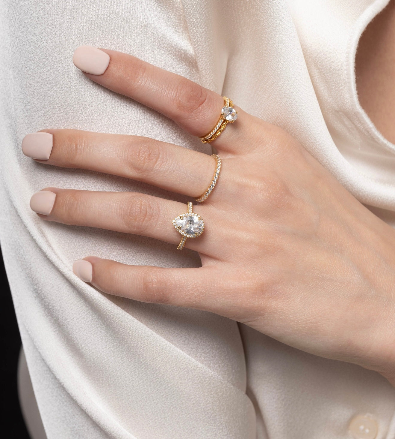 Pear Halo Behind the Stone Ring