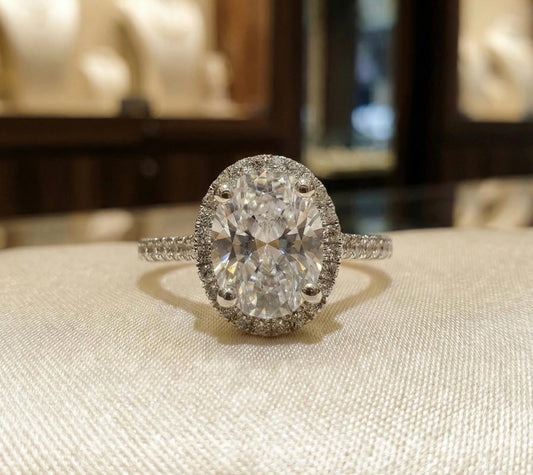 Oval Halo Behind the Stone Ring