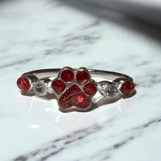 Pet Accent Paw Print Sterling Silver Ring