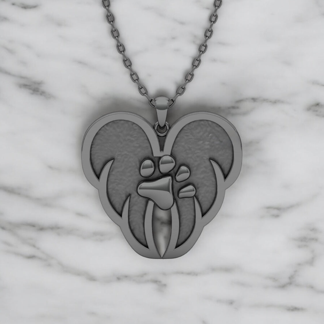 Angel Wing Paw Print Sterling Silver Necklace