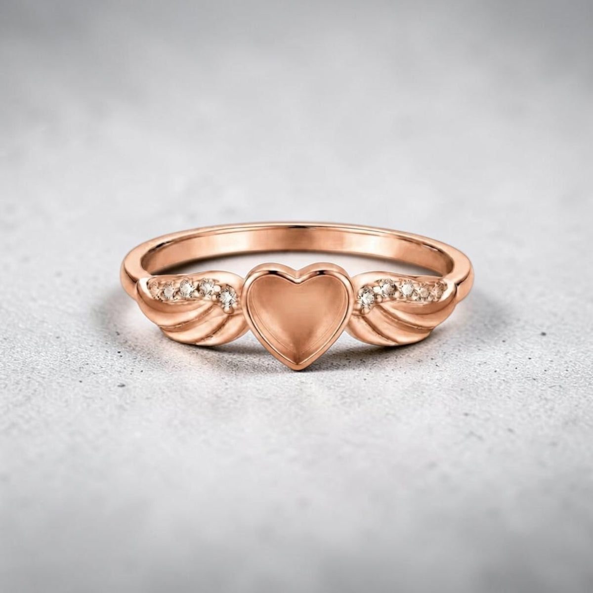 Heart Angel Wing Sterling Silver Ring