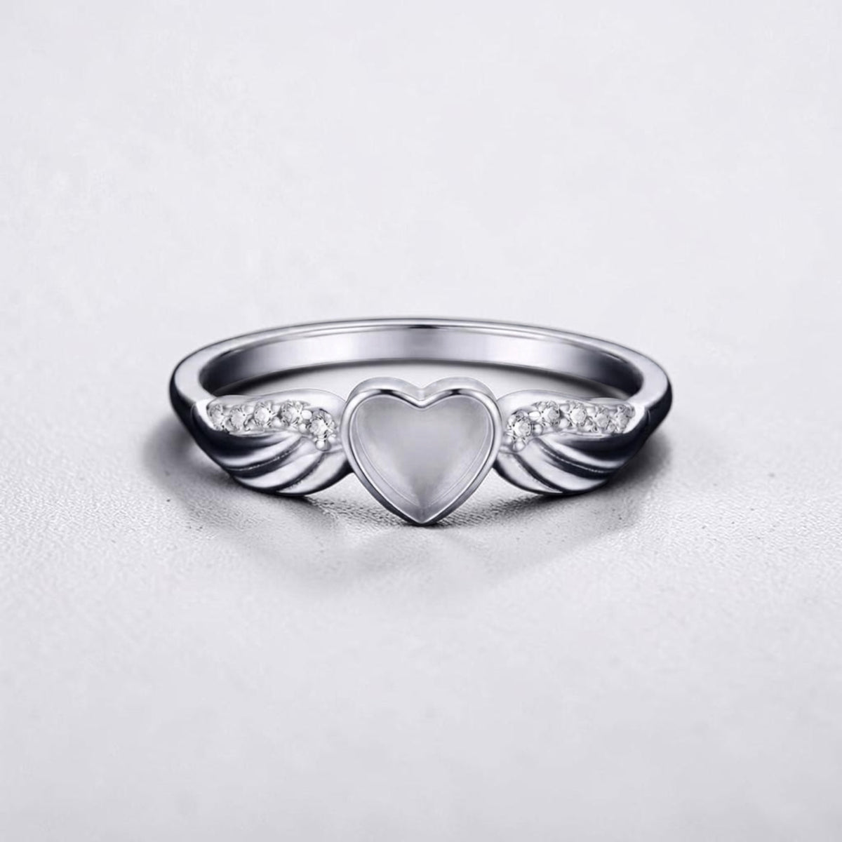 Heart Angel Wing Sterling Silver Ring