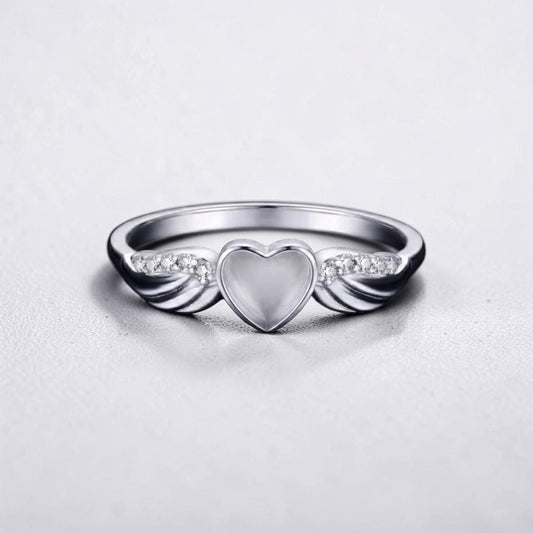 Heart Angel Wing Sterling Silver Ring – cremation and breastmilk keepsake ring