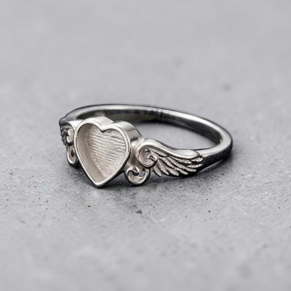 Heart Angel Wing Sterling Silver Ring